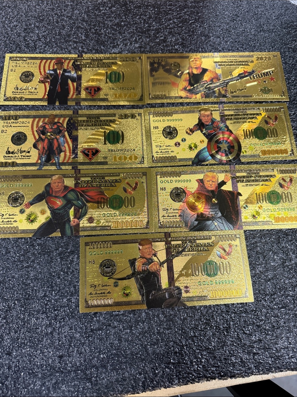 Gold foils trump designs  set of 7